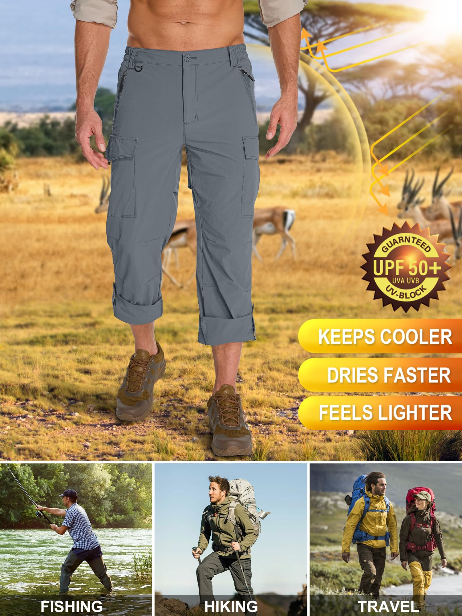 Toomett mens hiking pants detachable belt and loops for adjustable fit.
