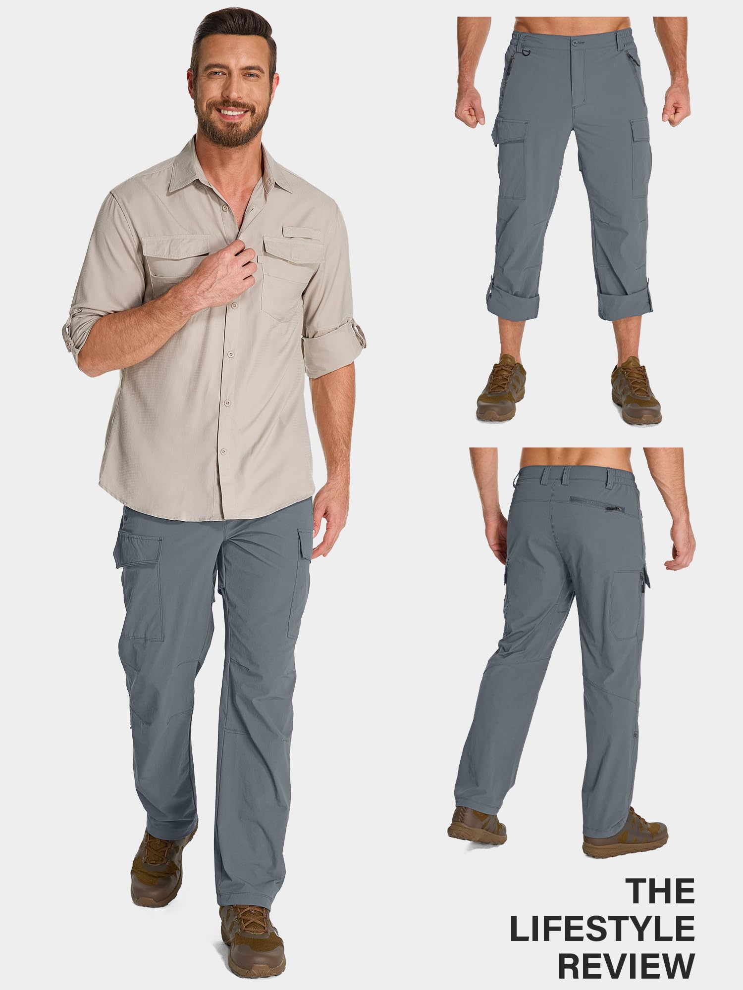 Toomett mens hiking pants SBS zipper and metal button ensure secure closures.