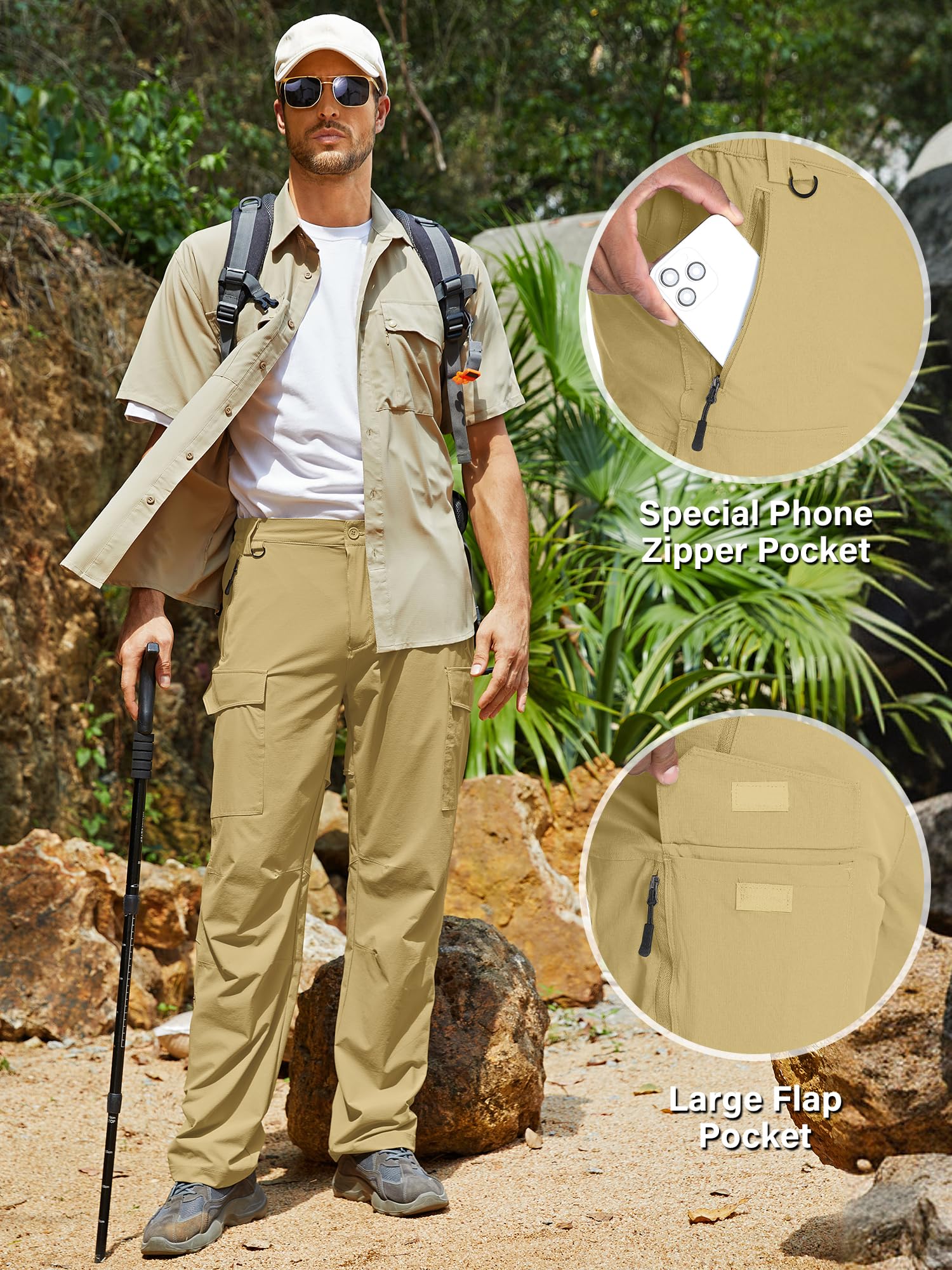 Toomett mens hiking pants gusseted knee panel boosts movement and comfort