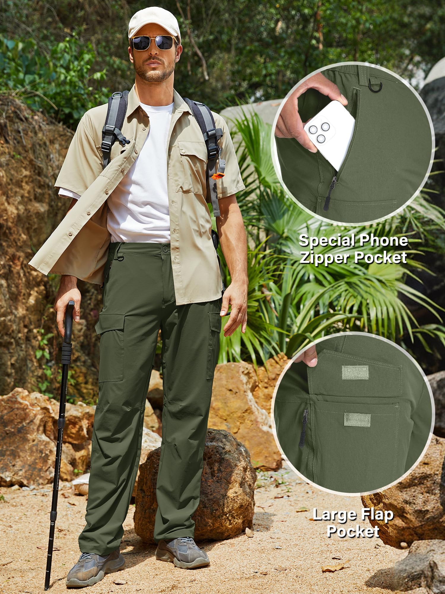 Toomett mens hiking pants roll-up knee design enables flexible movement