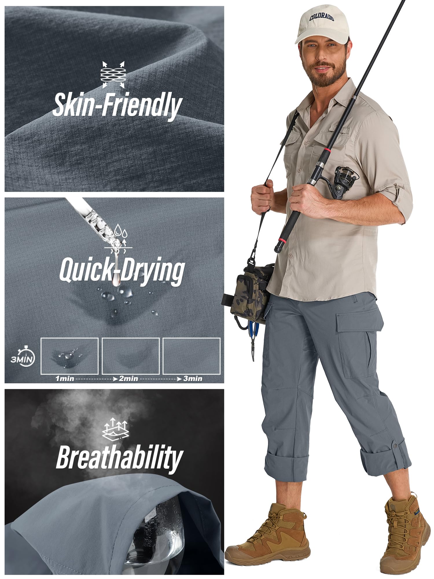 Toomett mens hiking pants feature six pockets for organized essentials on trips.