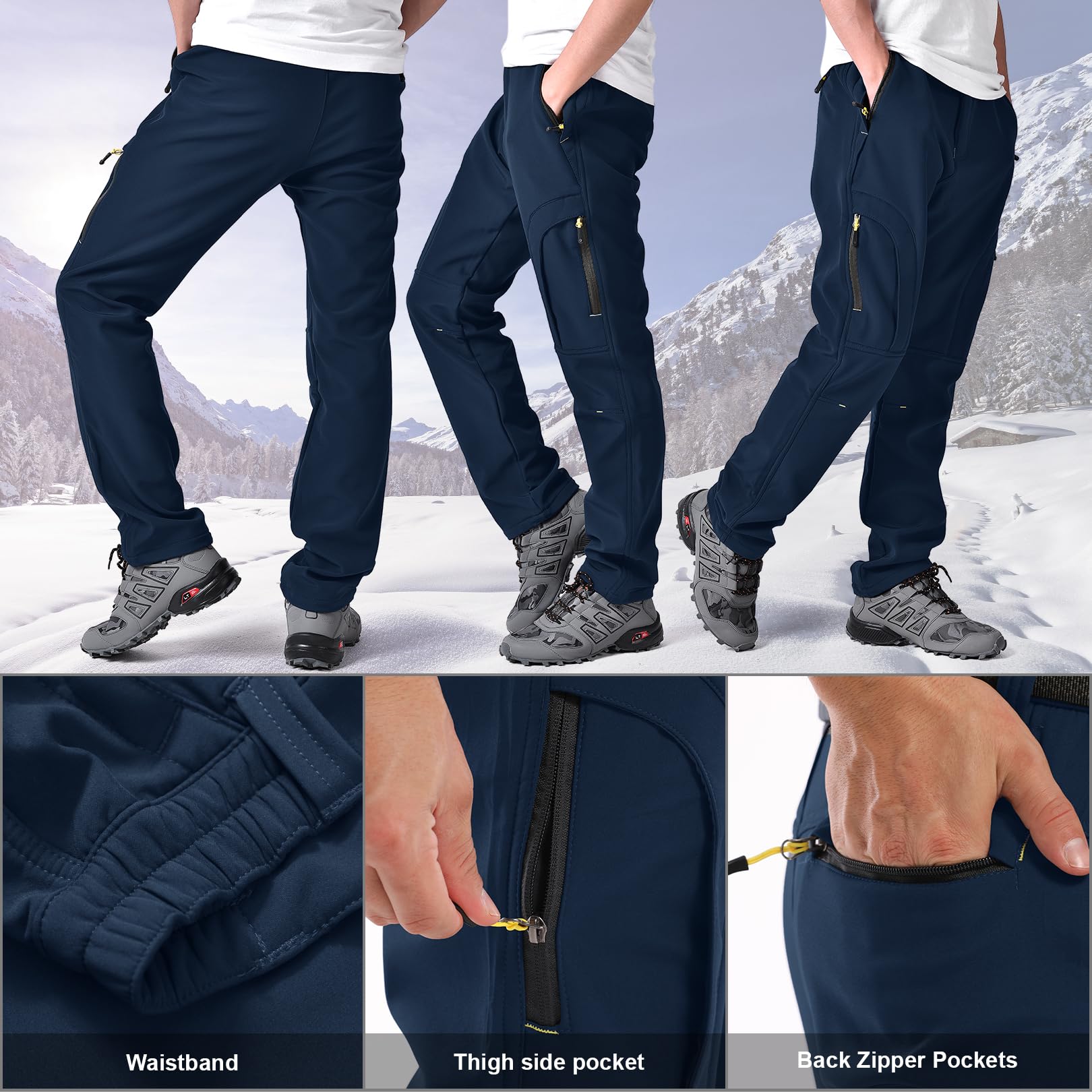 Toomett MH4409 blue pants close-up of waterproof coating for rain protection