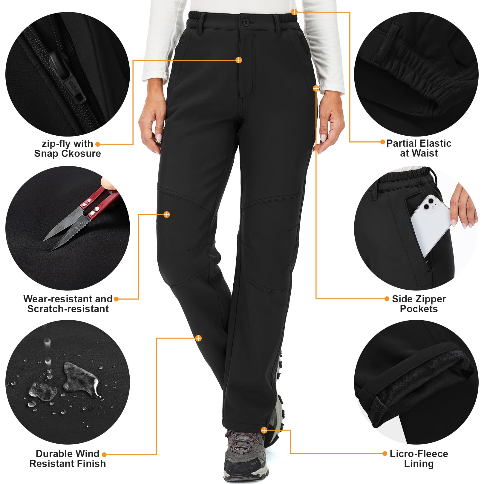 Toomett snow ski pants with articulated knees offering stretch and mobility in wind and snow.