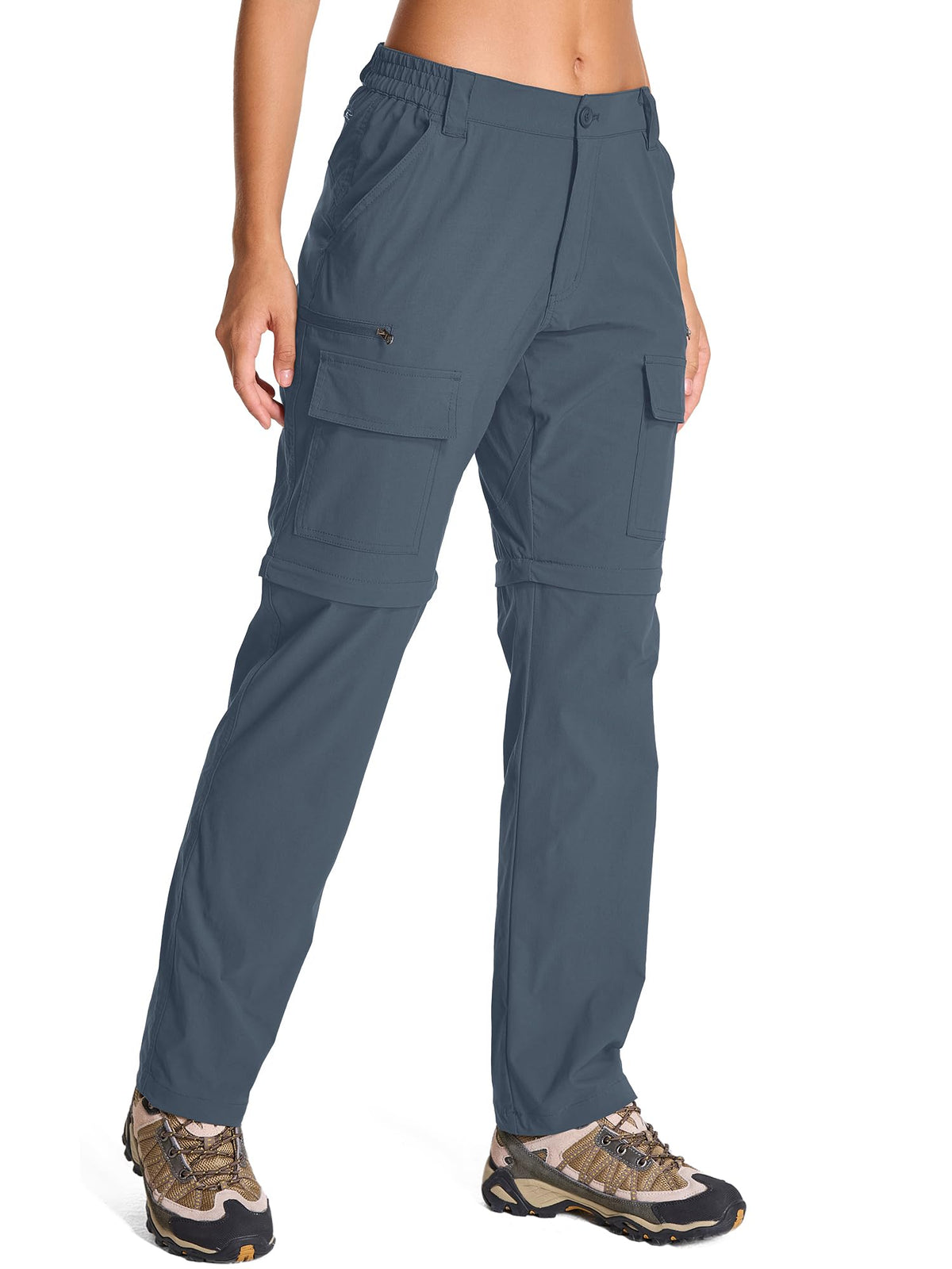 Toomett women's hiking pants convertible zip-off front view for versatile trail wear.