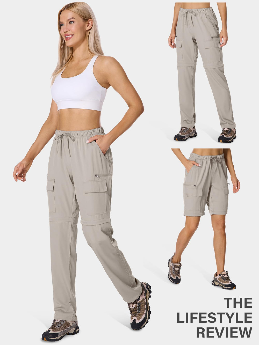 Toomett women's hiking pants side pocket view shows secure zip pockets for essentials