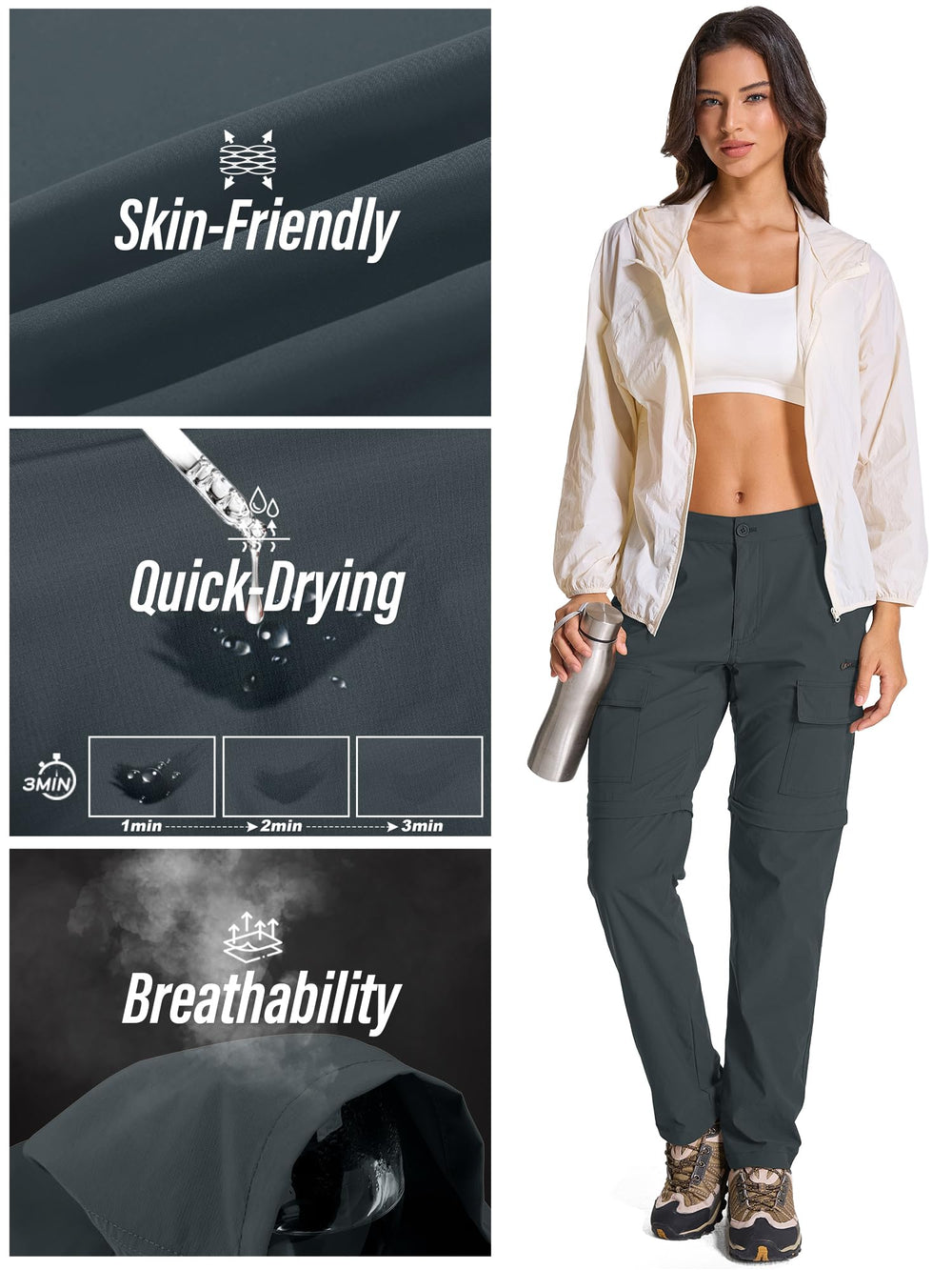Toomett women's hiking pants four-way stretch supports unrestricted mountain movement.