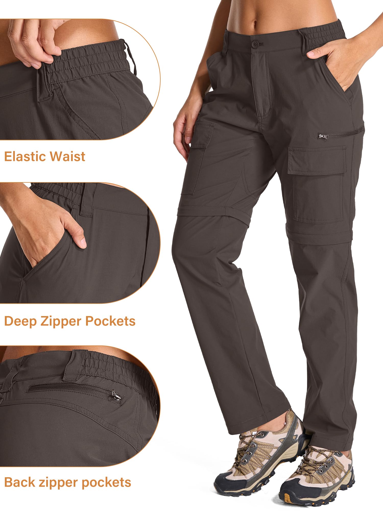 Toomett women's hiking pants gusseted crotch boosts mobility on climbs.