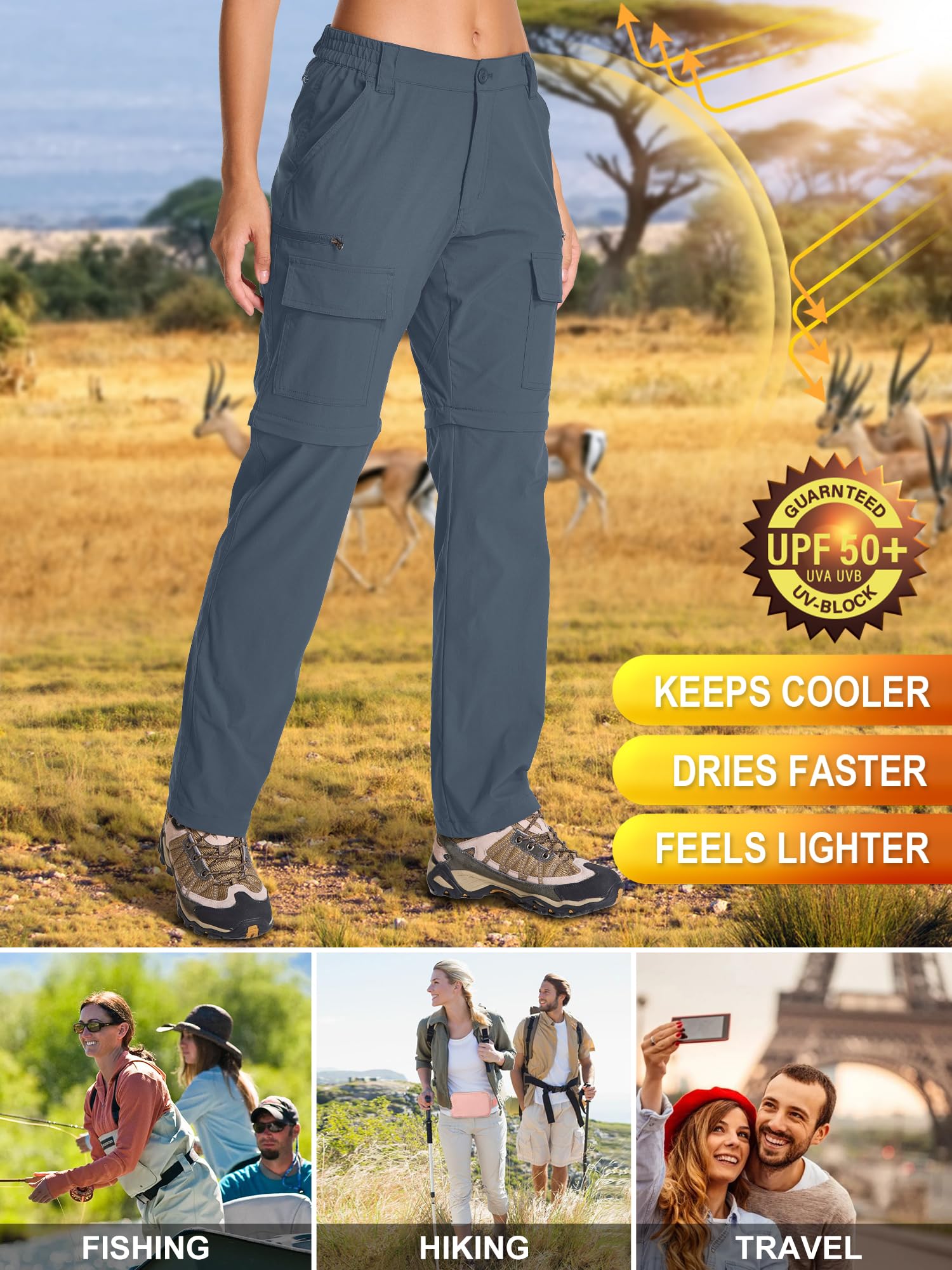 Toomett women's hiking pants quick-dry fabric stays comfortable in wet conditions.