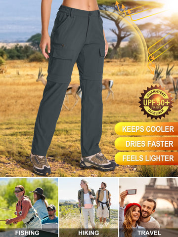 Toomett women's hiking pants UPF 50 Omni-Shield finish for sun and spill protection.