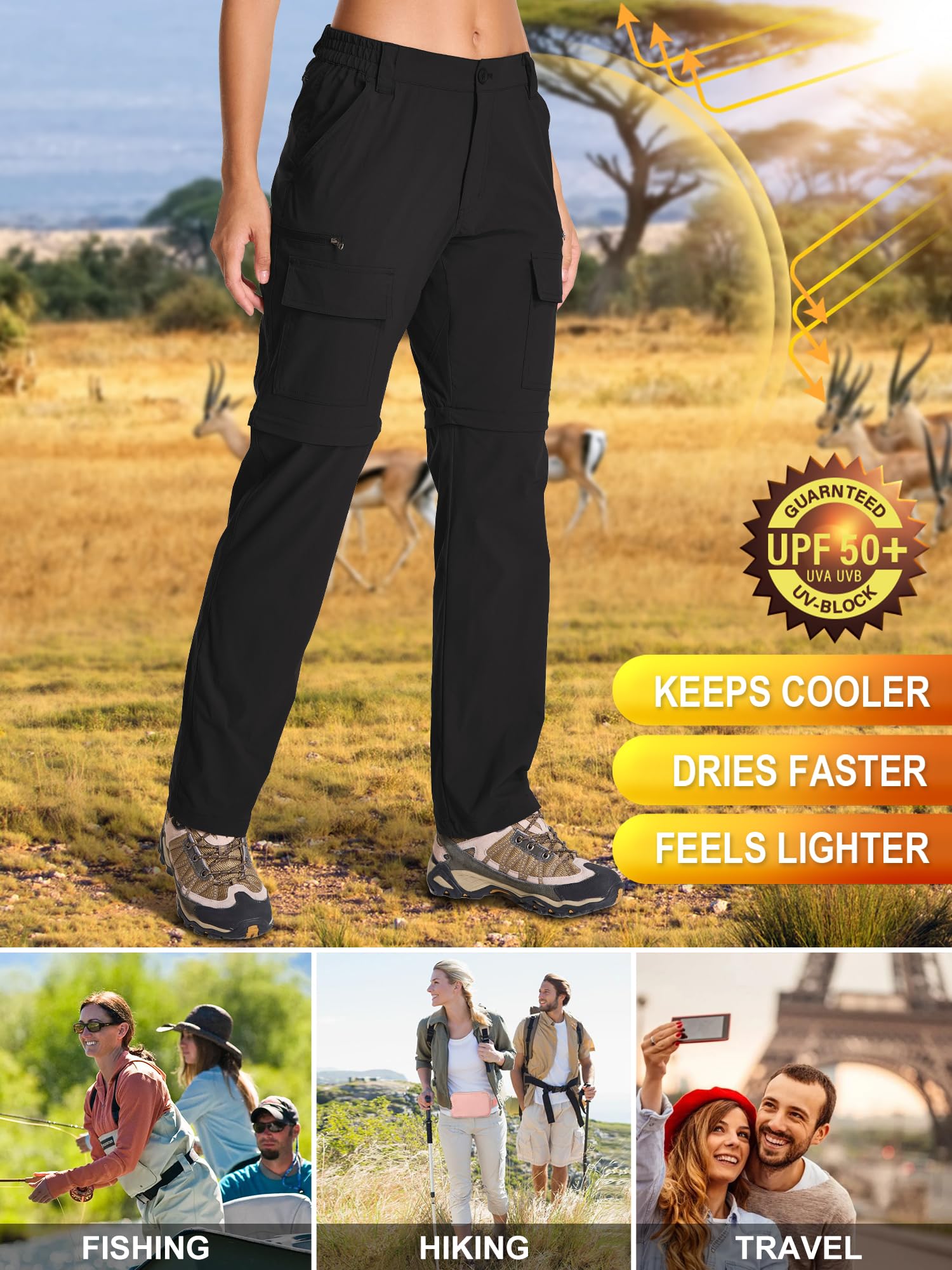 Toomett water-repellent treatment pants resist spills in light rain.