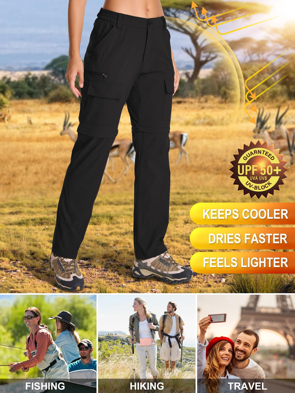 Toomett water-repellent treatment pants resist spills in light rain.