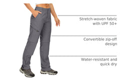 Toomett women's hiking pants water-resistant fabric close-up demonstrating protection.