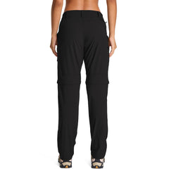 Toomett women's hiking pants zip-off legs demonstrates versatile shorts option for changing conditions.