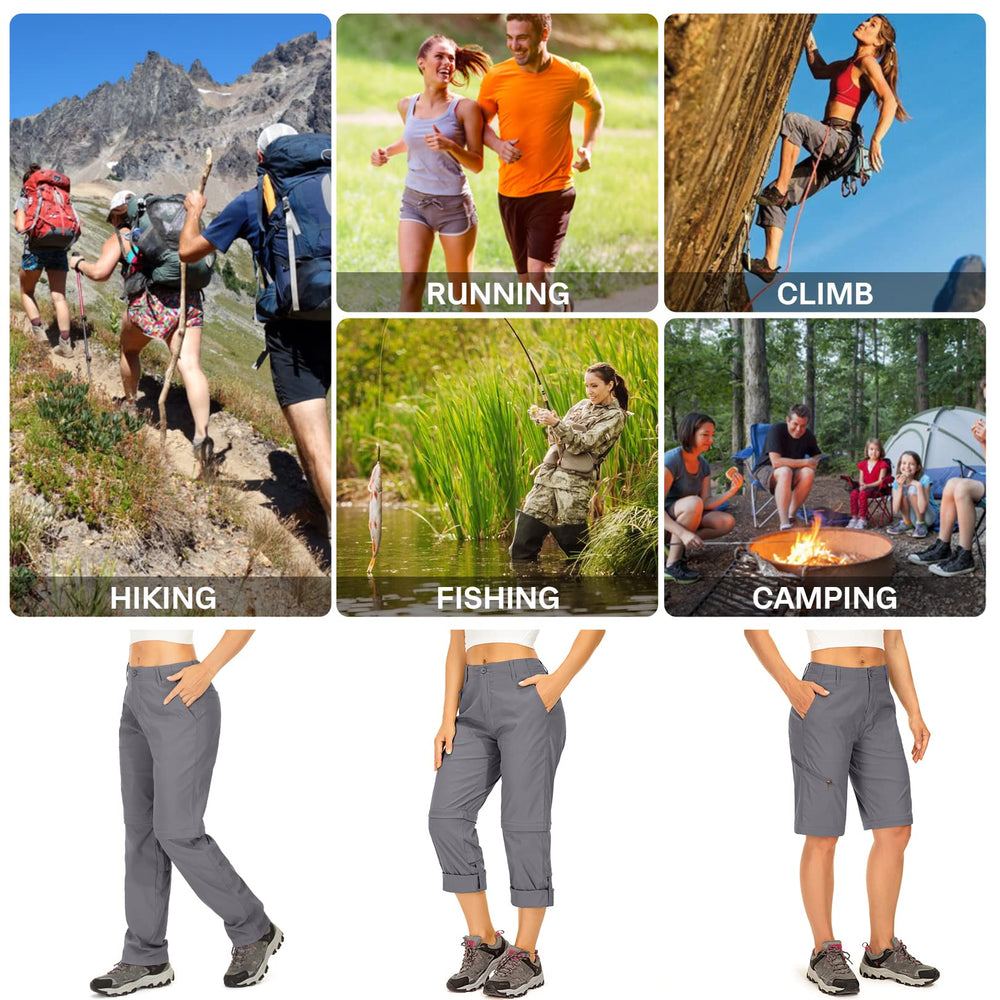 Toomett women's hiking pants zippered pockets view for secure on-trail storage.