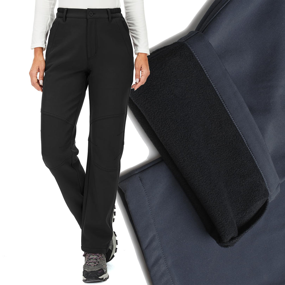 Toomett fleece-lined snow pants showing inner warmth and moisture-wicking comfort on hikes.