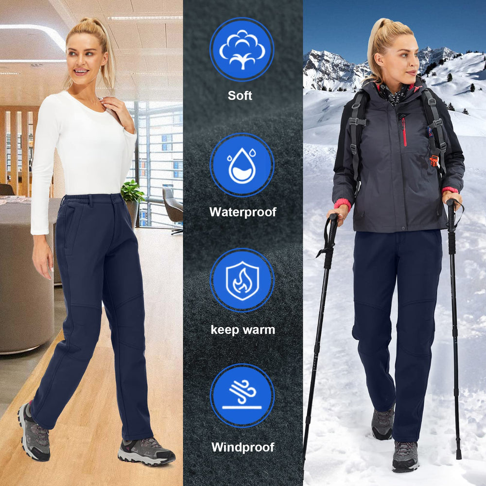 Toomett women's snow pants windproof outer blue block cold air.