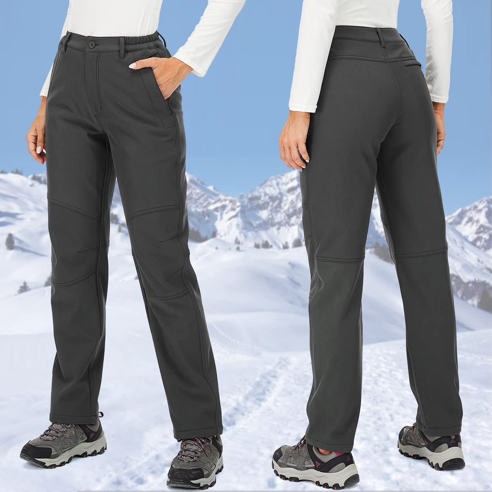 Toomett women's softshell pants with fleece lining for chilly warmth.