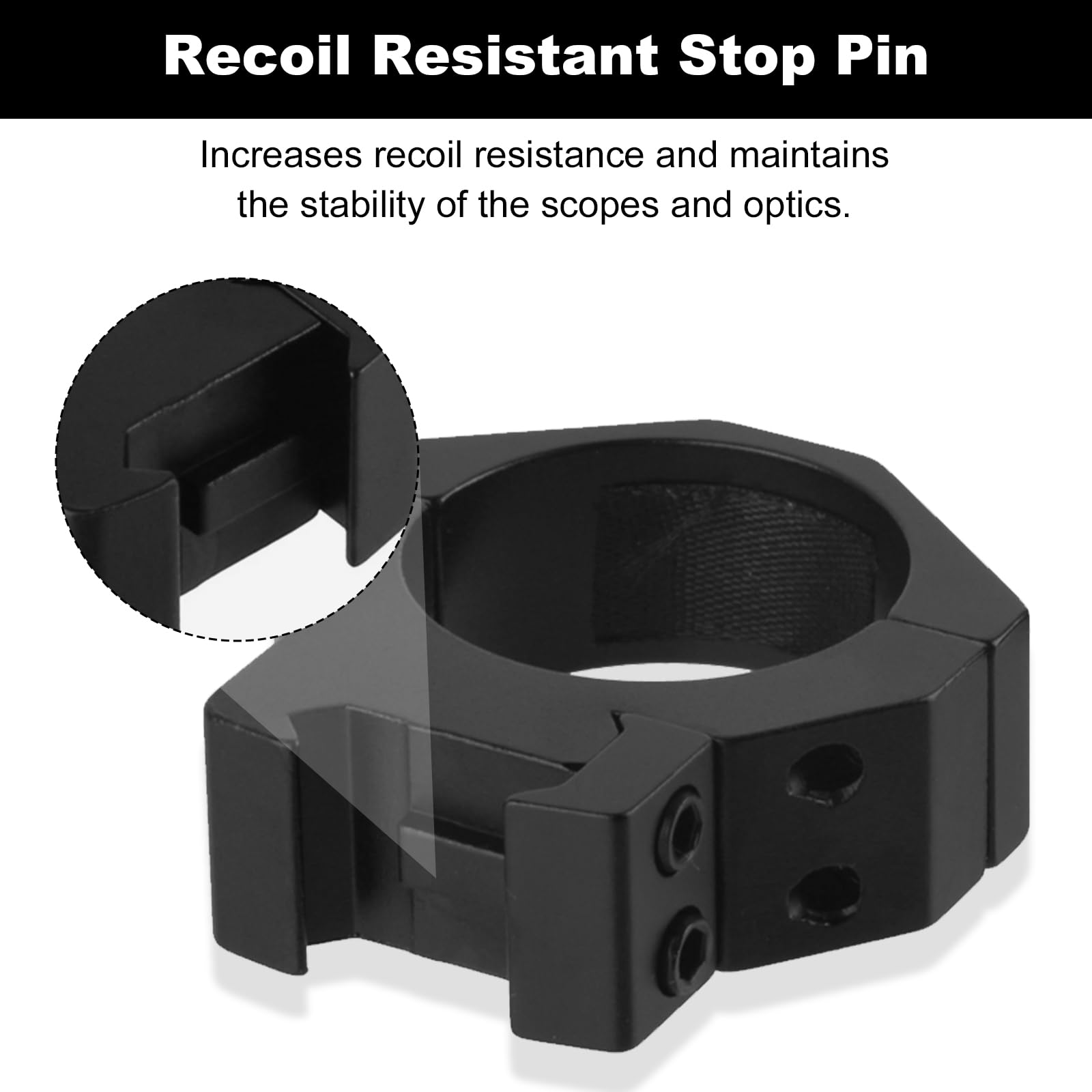 Four-head top screws on ToopMount ring designed for solid mounting