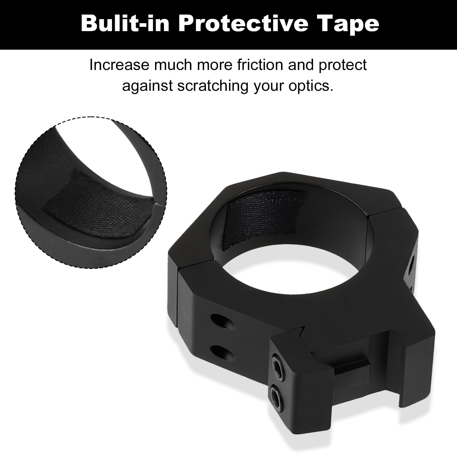 ToopMount interior tape protection prevents scope marring during installation.