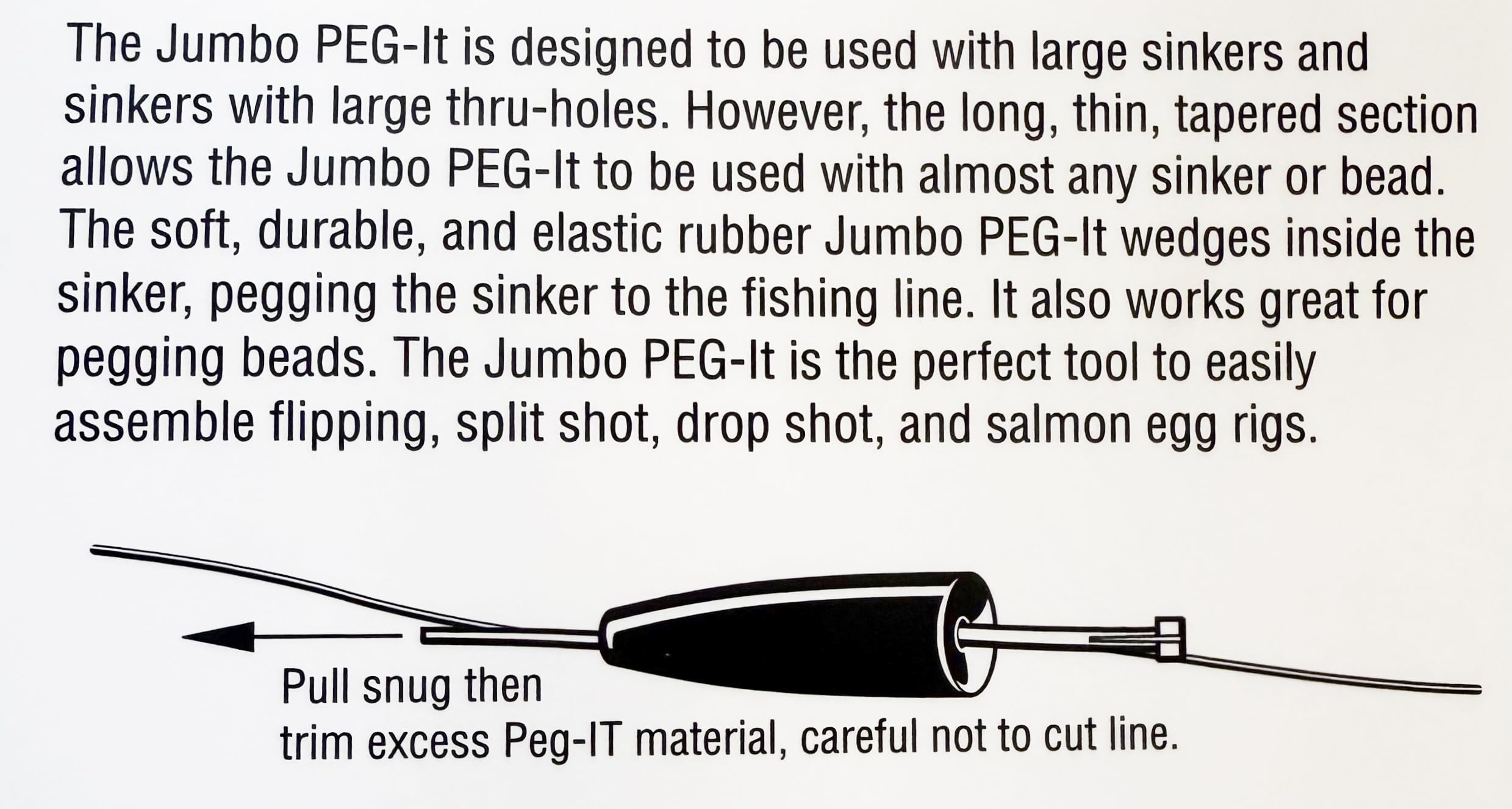 Close-up of a Jumbo Peg-It securing a sinker on a fishing rig