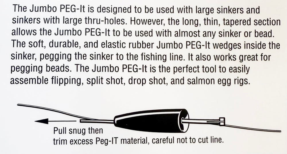 Close-up of a Jumbo Peg-It securing a sinker on a fishing rig