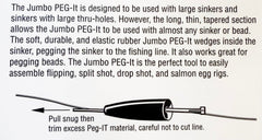 Close-up of a Jumbo Peg-It securing a sinker on a fishing rig