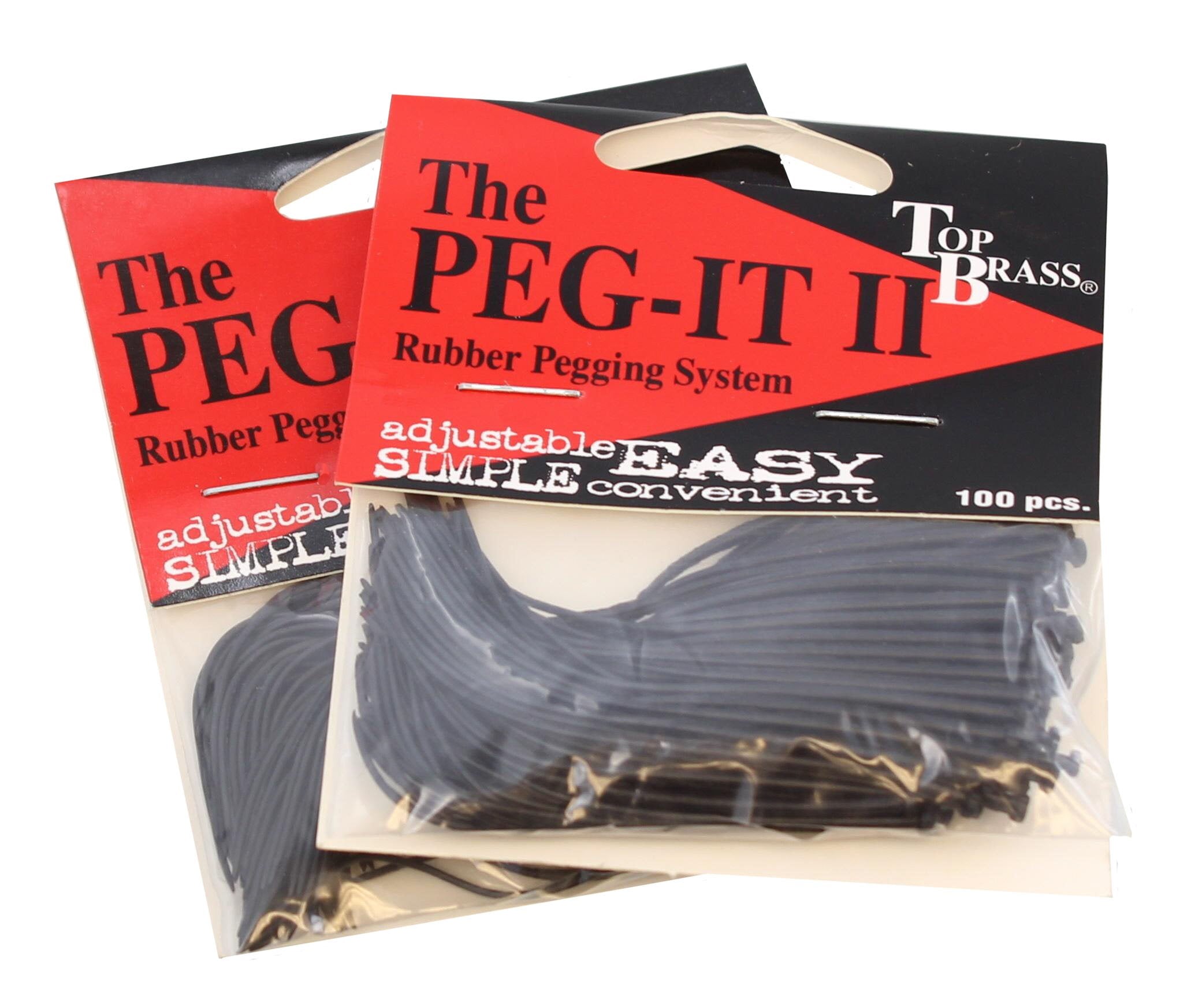 Three Peg-It II rubber fishing pegs displayed in bulk pack
