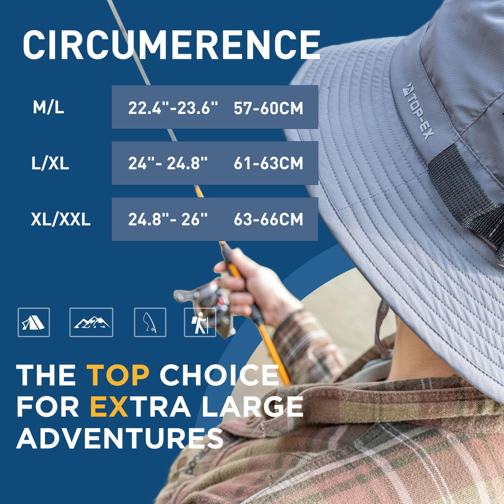 TOP-EX cooling sun hat wide brim provides UPF 50+ sun protection for face and neck.