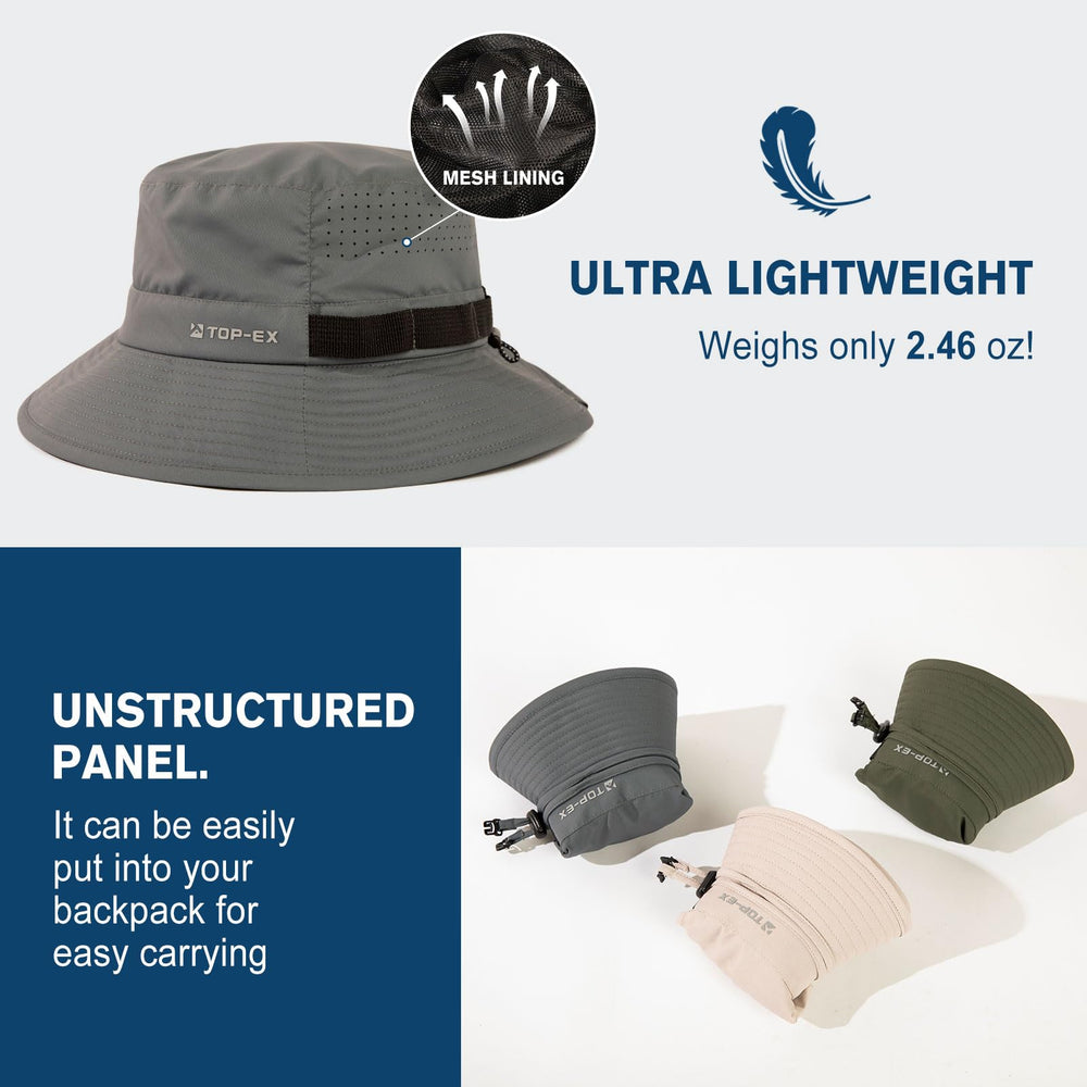 TOP-EX cooling sun hat windproof chin cord keeps hat secure during windy activities.