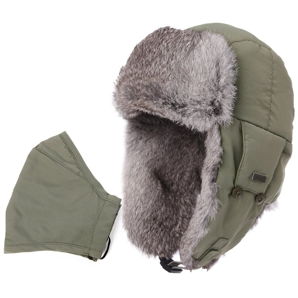 TOP-EX oversize Ushanka front view highlighting plush rabbit fur warmth for cold days
