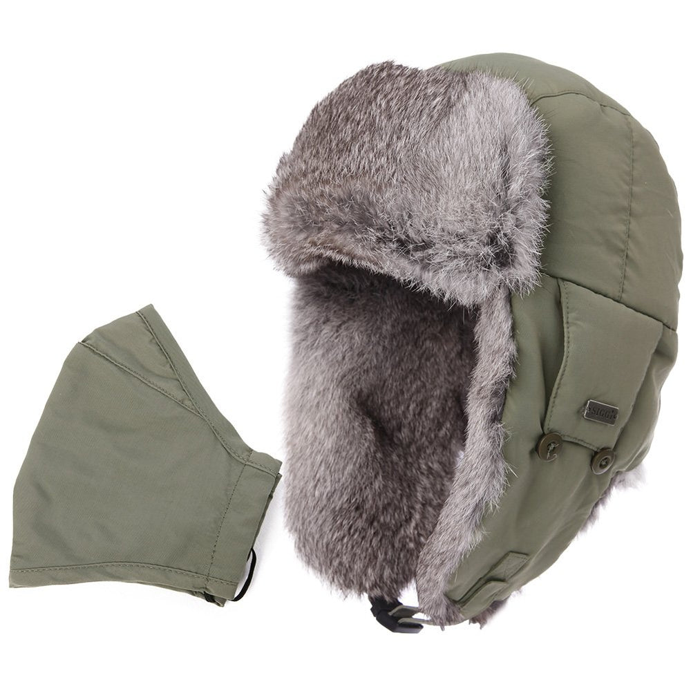 TOP-EX oversize Ushanka front view highlighting plush rabbit fur warmth for cold days