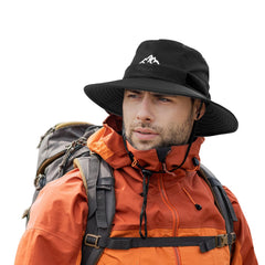 TOP-EX waterproof men's bucket hat front view with wide brim for sun protection during hiking