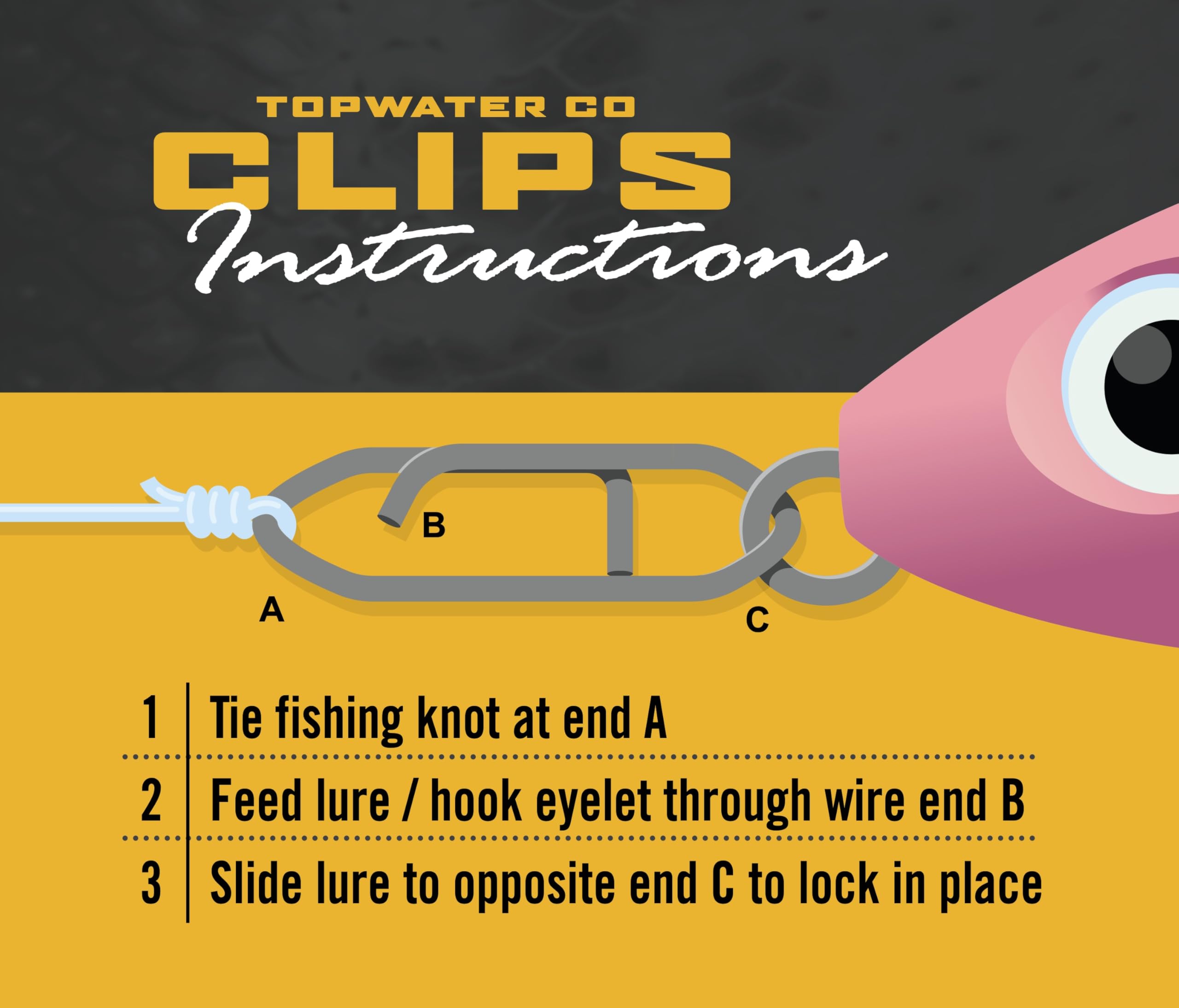 Top Water speed clip securely connects lures while preserving natural lure action.
