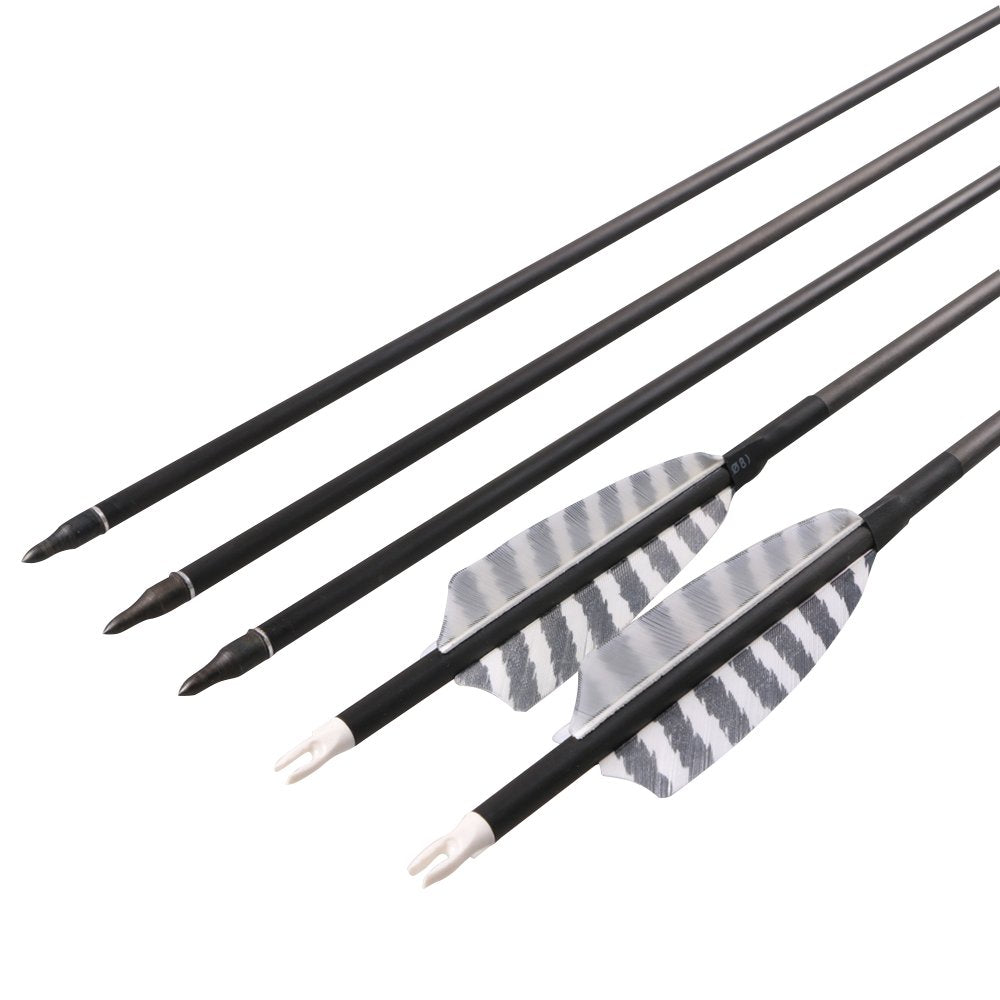 TOPARCHERY arrows with white and black vanes for visibility during practice