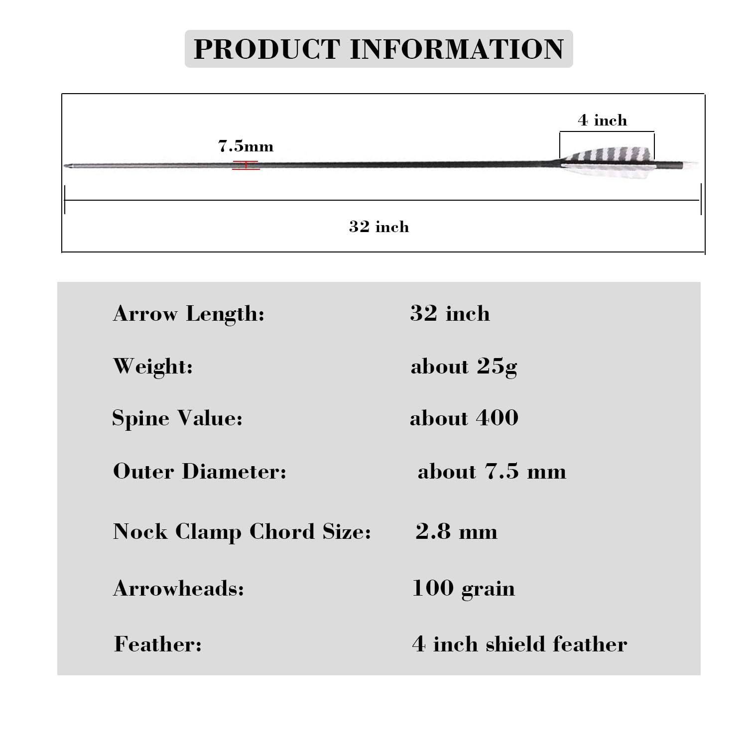 TOPARCHERY spine 400 arrows weighing about 25g for stable flight