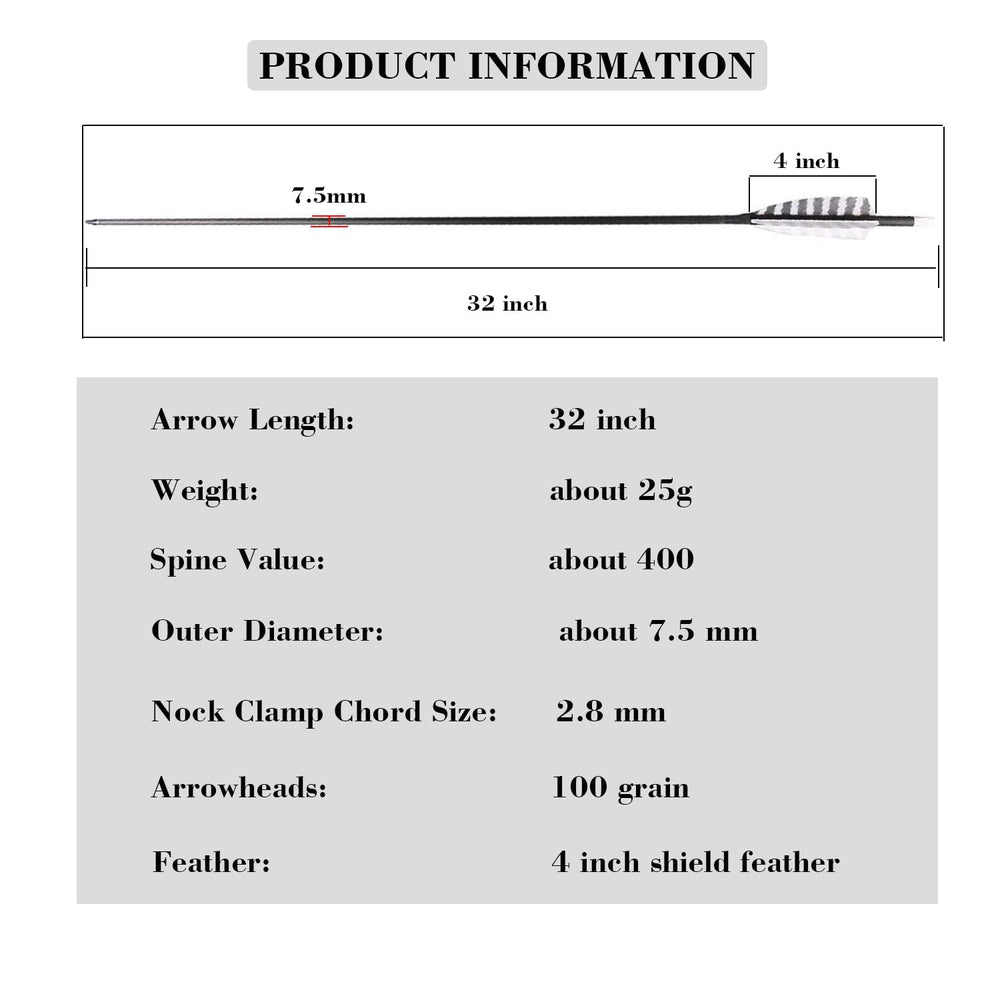TOPARCHERY spine 400 arrows weighing about 25g for stable flight