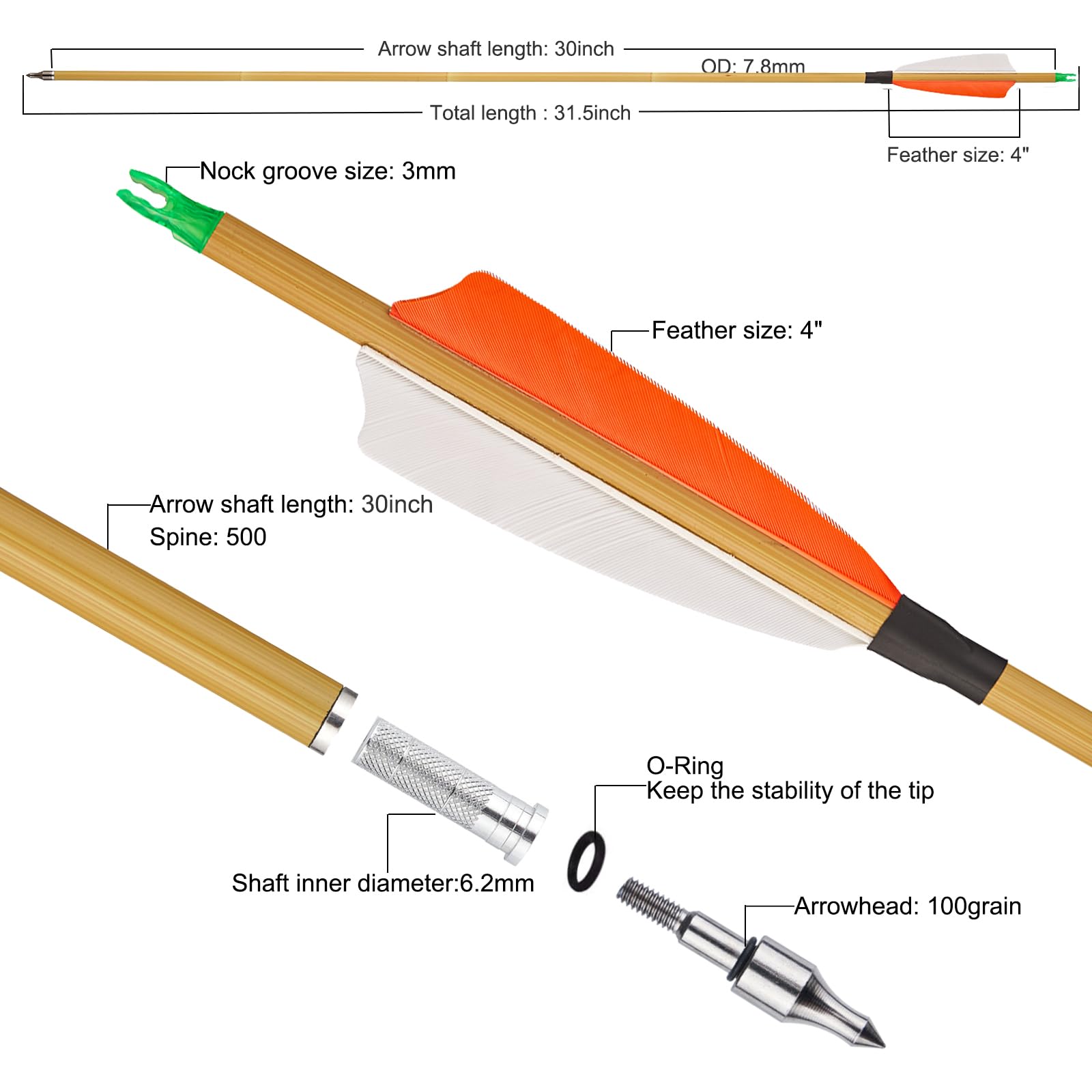 TOPARCHERY adjustable nock and O ring secure tip for consistent performance
