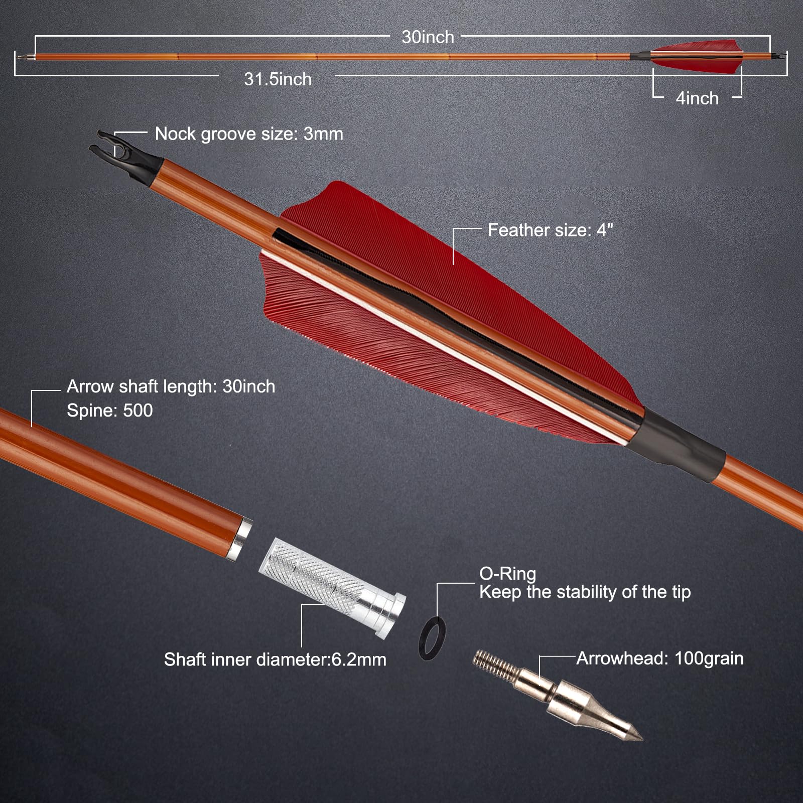 TOPARCHERY adjustable nock and O-ring ensure secure fit for multiple bow types.