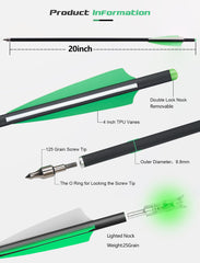 TOPARCHERY carbon crossbow arrows 20inch with lighted nocks ready for flight