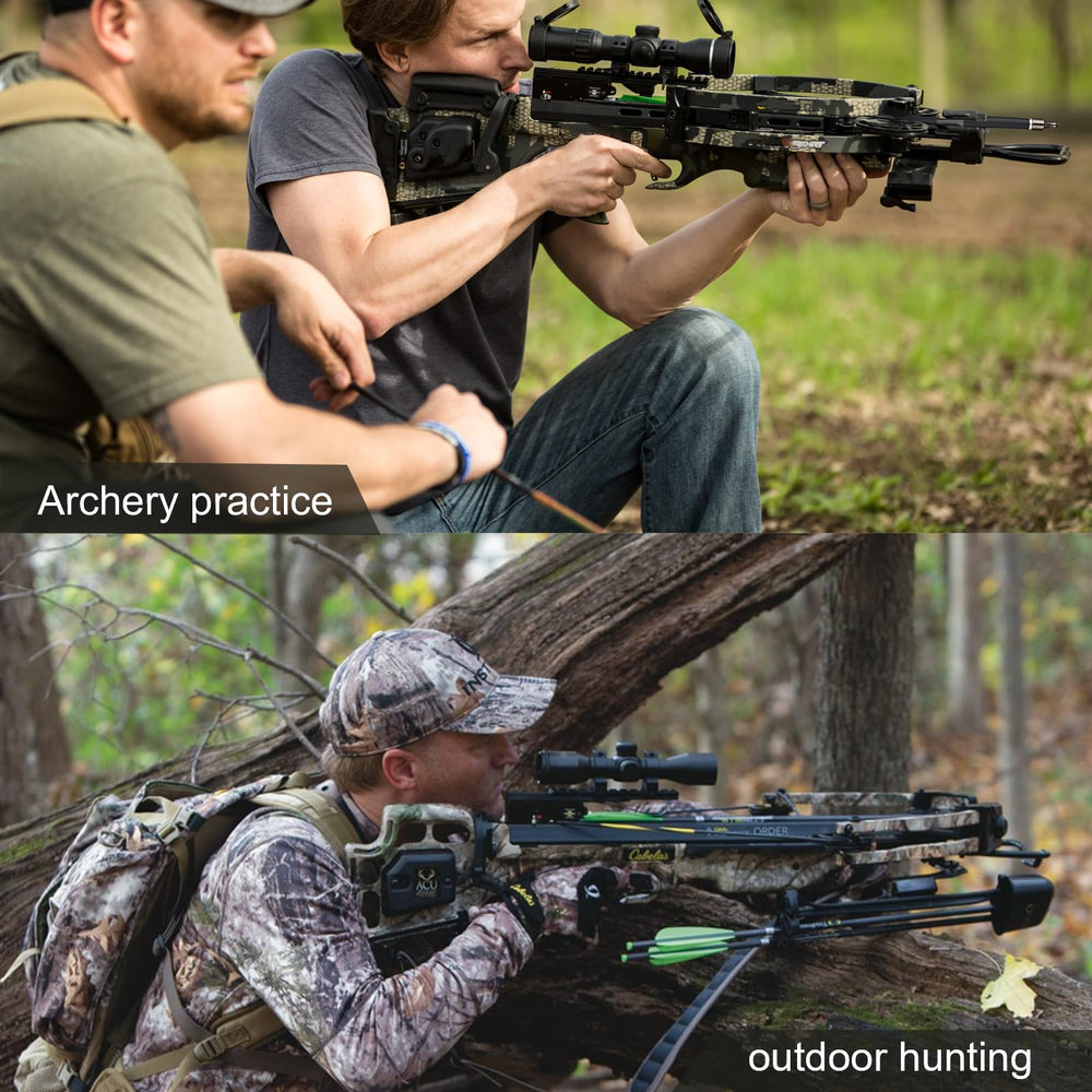 TOPARCHERY green crossbow arrows in use for night hunting and outdoor practice