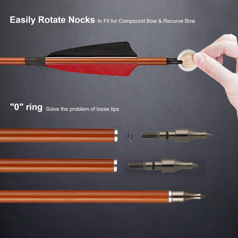 TOPARCHERY arrow with 4in turkey feather fletching improves stability and straight flight.