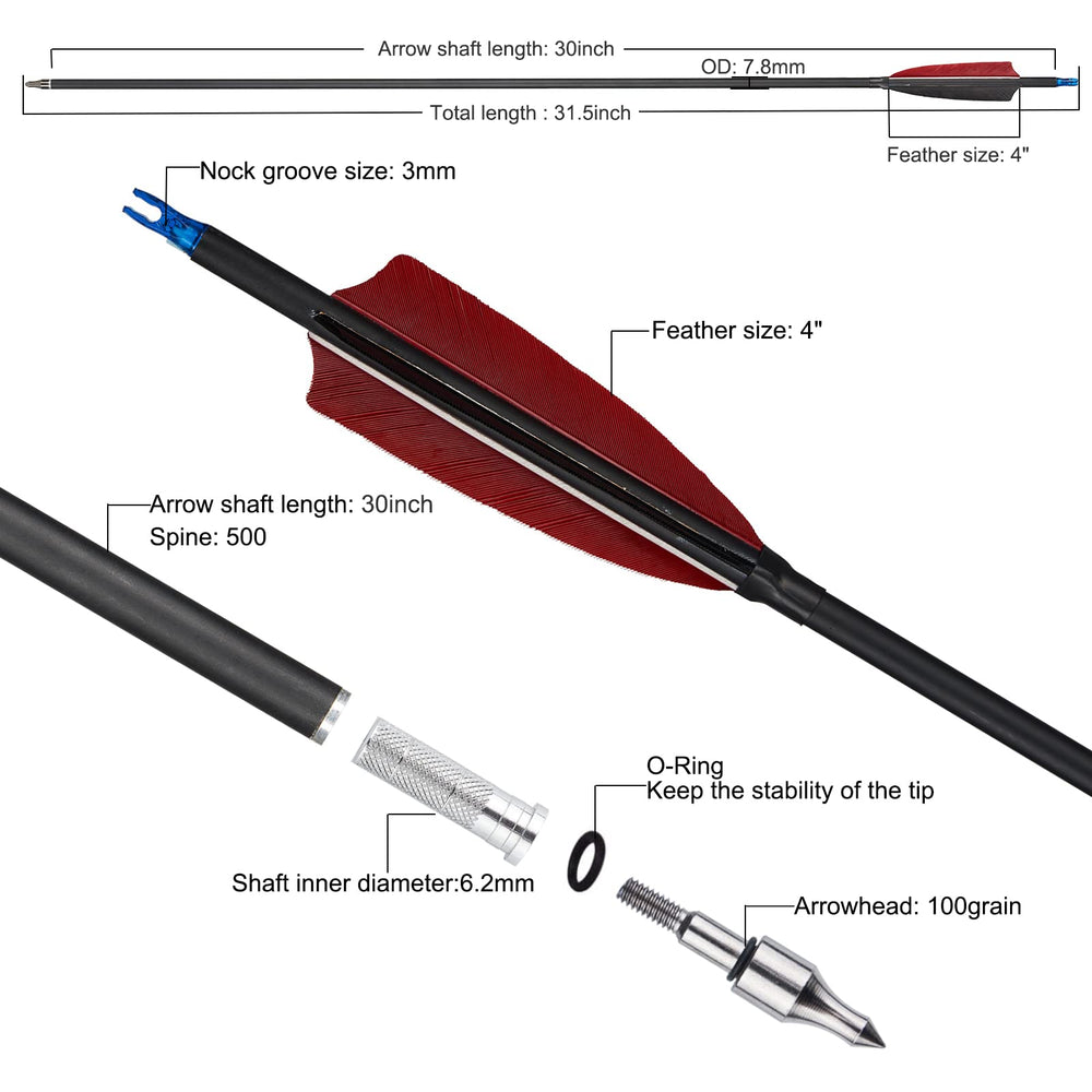 TOPARCHERY Premium carbon arrow body delivering low hand shock and speed