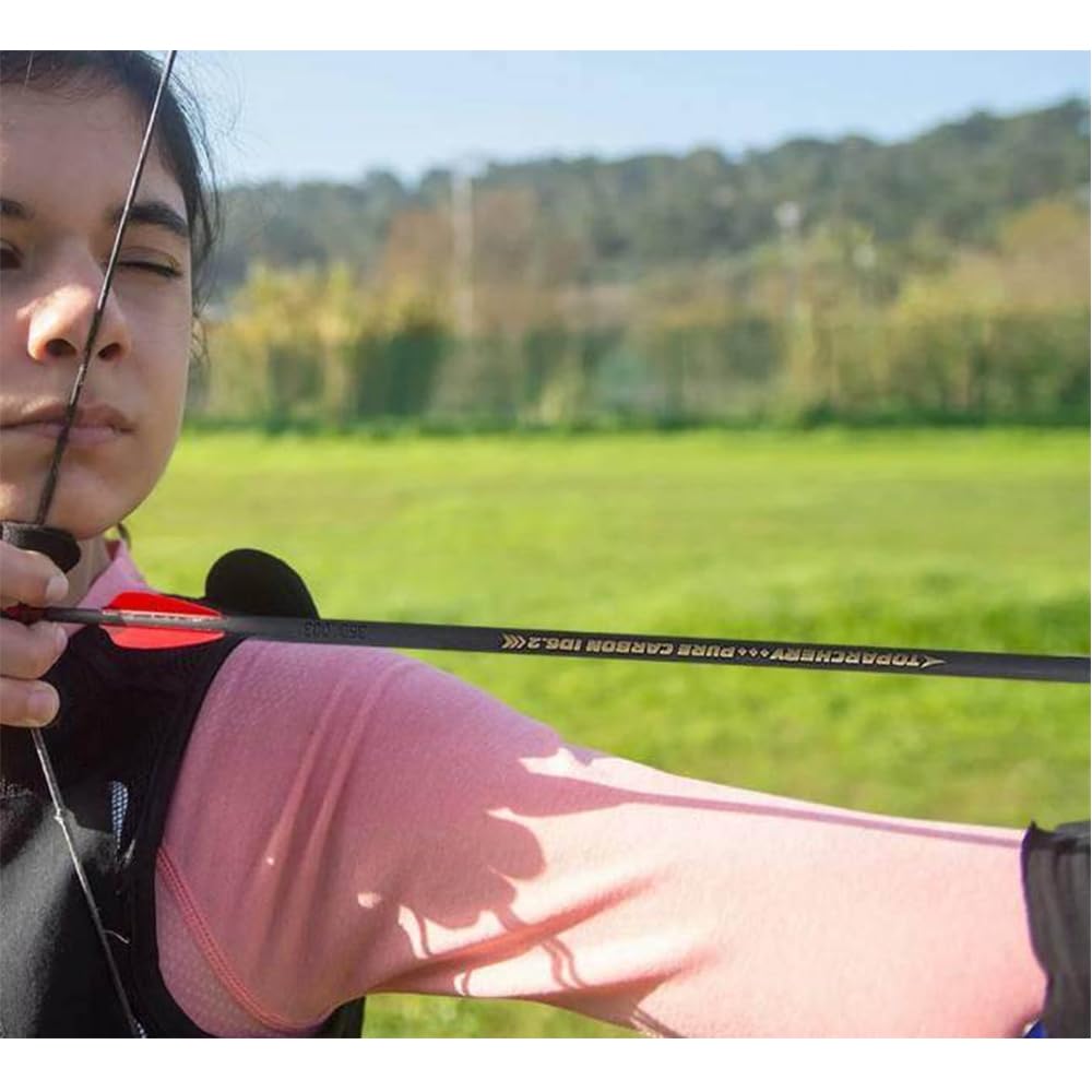 TOPARCHERY spine 500 shaft shown for adults practicing outdoors.