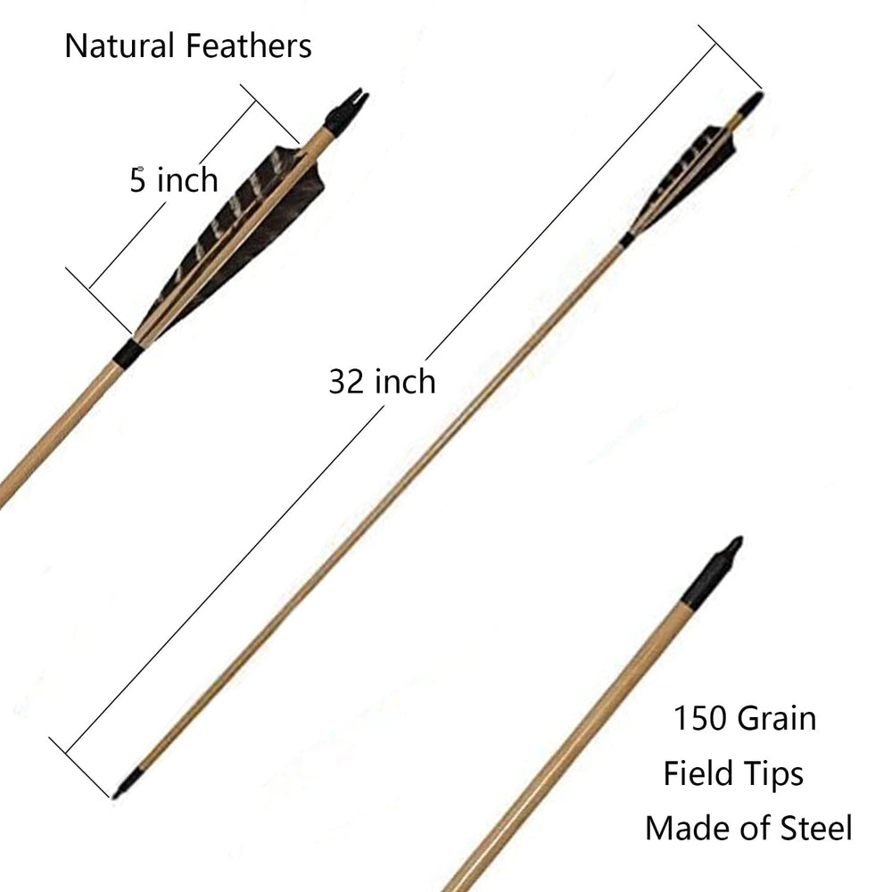 TOPARCHERY wooden arrows six-pack arranged for practice sessions.