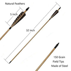 TOPARCHERY wooden arrows six-pack arranged for practice sessions.