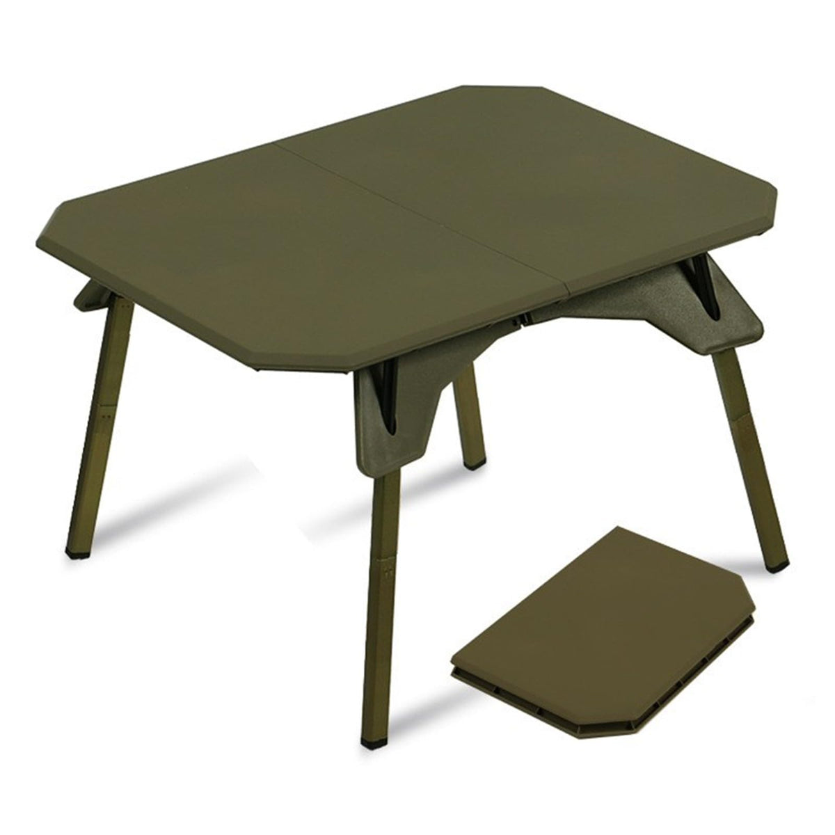 TOPCHANCES folding camping table with adjustable legs provides stable support on uneven terrain.