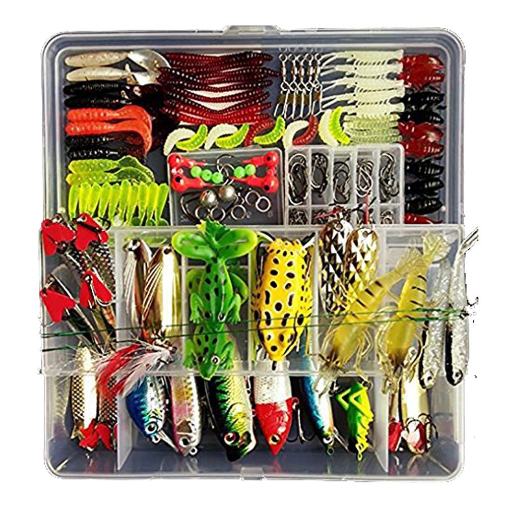 180-piece Topconcept freshwater lure kit in two-layer tackle box