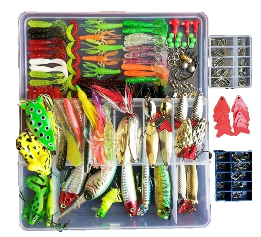 Topconcpt 275-piece fishing lure kit front view in PVC box