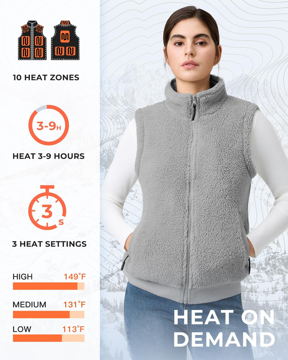 Topdot ergonomic 9-zone heating delivers even warmth across core areas.