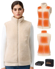 Topdot fuzzy fleece heated vest front view shows cozy warmth for outdoor activities.